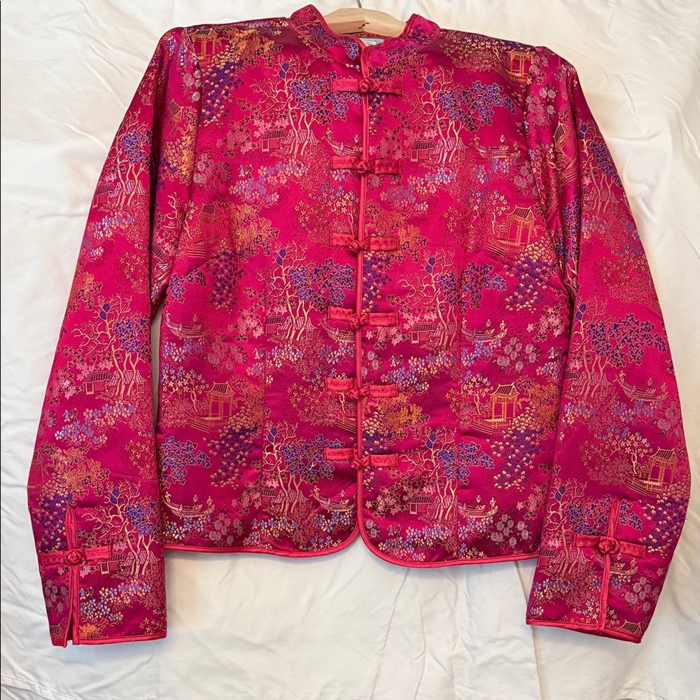 Old Navy Pink Brocade Mandarin Collar Jacket